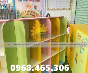 Kệ đựng cặp sách mầm non bằng gỗ MDF nhiều màu
