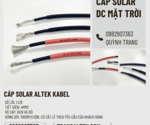 Cáp Solar 4mm Altek Kabel – Chuyên dùng cho hệ thống điện mặt trời Cáp điện mặt trời Solar 4mm² chuy