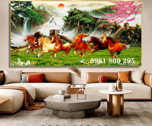 Gạch ốp 3d phòng khách ngựa 