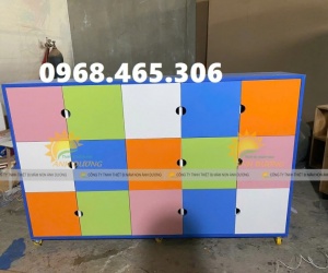 Tủ cặp dép mầm non, tủ cặp mầm non bằng gỗ