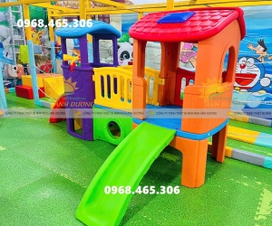 Cầu trượt 2 khối nhà, ngôi nhà cầu trượt trẻ em