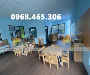 Bàn gỗ gập chân mầm non, bàn gỗ mầm non