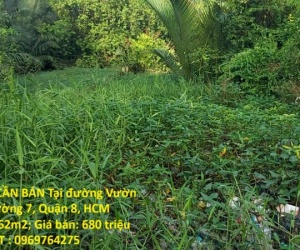 ĐẤT ĐẸP – GIÁ TỐT  – CHÍNH CHỦ CẦN BÁN Tại đường Vườn Táo, Phường 7, Quận 8, HCM