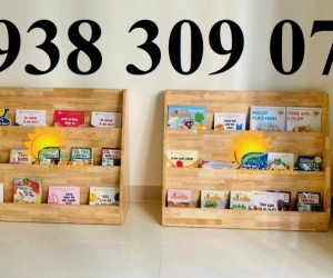 Kệ sách mầm non, kệ gỗ 3 tầng mầm non nhiều mẫu