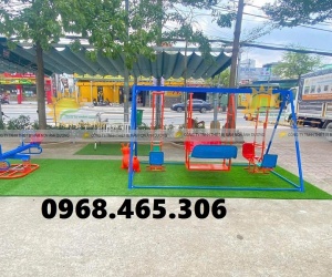 Xích đu 3 dạng 8 chỗ ngồi, xích đu mầm non ngoài trời