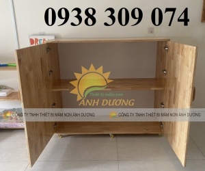 Tủ đựng chăn mền gối mầm non, tủ gỗ đựng mền gối mầm non