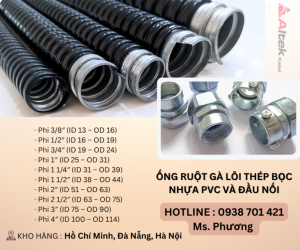 Ống ruột gà lõi thép bọc nhựa PVC và đầu nối tại Đà Nẵng, Hà Nội, Hồ Chí Minh