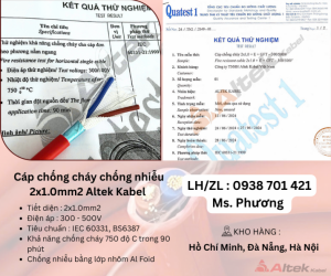  Cáp chống cháy chống nhiễu 2x1.0 Altek Kabel Đà Nẵng, Hà Nội, Hồ Chí Minh