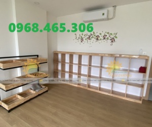 Tủ gỗ cặp dép mầm non, tủ đựng cặp mầm non