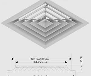 Chuyên phân phối sỉ lẻ Miệng gió khuếch tán 4 hướng cho Điều hòa giấu trần tại TPHCM