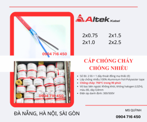 Cáp tín hiệu chống cháy 2g0.75, 2g1.0, 2g1.5 Altek Kabel
