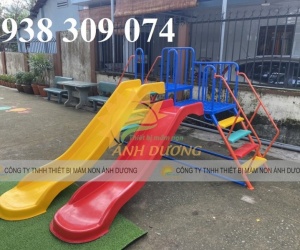 Cầu trượt máng đôi, cầu trượt đôi mầm non 2 máng song song