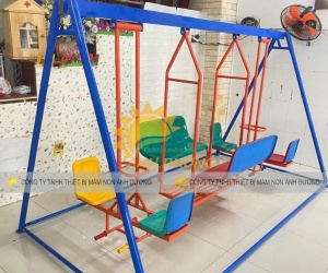 Xích đu thuyền rồng mầm non, xích đu 3 dạng 8 chỗ ngồi