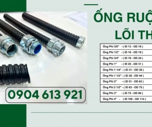Ống ruột gà lõi thép bọc nhựa PVC và đầu nối ống với máng điện - giá sỉ tại kho