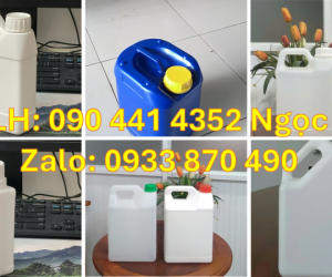 Can nhựa vuông 5 lít đựng kiềm, can nhựa 2 lít đựng thuốc diệt sâu bọ 