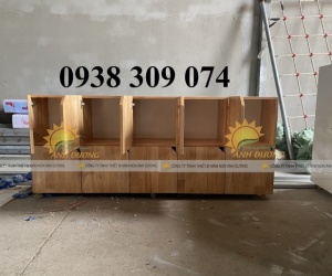 Kệ cặp mầm non AD,kệ đựng balo bằng gỗ cho bé chất lượng cao