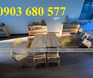 Bàn ghế gỗ trẻ em cho trường lớp mầm non, mẫu giáo