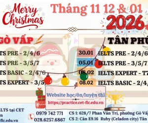 LỊCH HỌC IELTS TẠI CET NĂM 2026 tại TÂN PHÚ   