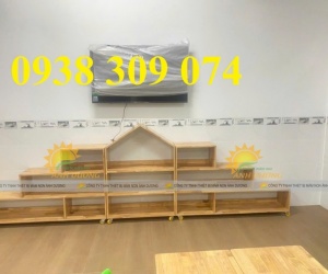 Kệ tủ gỗ trẻ em mầm non, kệ gỗ montessori cho lớp mầm non