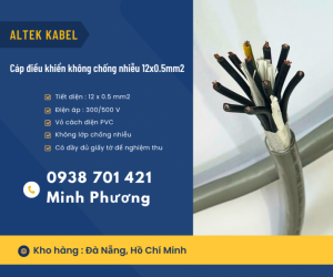 Cáp điều khiển không lưới chống nhiễu 12 lõi 0.5mm2 giá tốt Đà Nẵng, Hồ Chí Minh