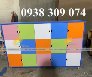 Tủ cặp dép mầm non 8 ô, tủ đựng balo mầm non