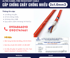 Phân phối cáp chống cháy chống nhiễu 2x1.0 Altek kabel tại Bình Định, Phú Yên, Quảng Ngãi