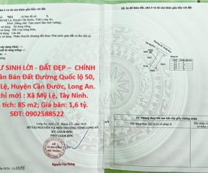 ĐẦU TƯ SINH LỜI - ĐẤT ĐẸP –  CHÍNH CHỦ Cần Bán Đất Đường Quốc lộ 50, Xã Mỹ Lệ, Huyện Cần Đước, Long
