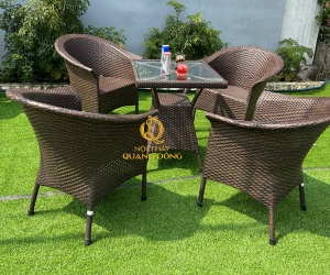 Bàn ghế Cafe mây nhựa QD- 074