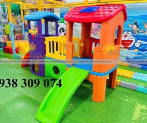 Bộ nhà leo cầu trượt 2 khối , Cầu trượt liên hoàn 2 khối đa năng