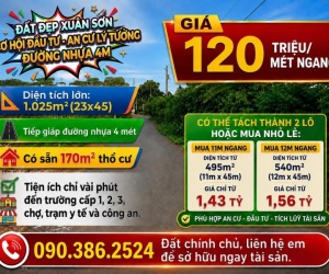 Chính chủ bán đất Xuân Sơn, Hồ Chí Minh - 1.025m2, mặt tiền đường, sẵn 170m2 thổ cư