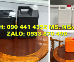 Bình nhựa vuông 5 lít vàng, can tròn 2 lít trắng, can nhựa 1 lít đựng chất lỏng diệt sâu bọ 