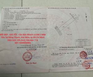 ĐẤT ĐẸP - GIÁ TỐT - Cần Bán Nhanh Lô Đất 2 Mặt Tiền Tại Đông Thạnh, Hóc Môn, tp Hồ Chí Minh