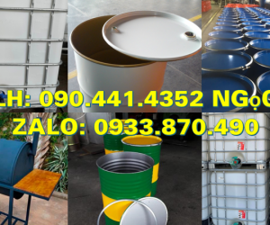Thùng phuy sắt cũ đựng hóa chất loại đẹp, dày, thùng phuy sắt đựng hóa chất 220L nắp kín 