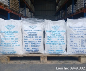 MgCl2.6H2O & CaCl2.2H2O Trung Quốc, Ấn Độ – Bao 25kg