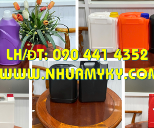 Bình nhựa 2 lít đựng thực phẩm lên men, can nhựa 1 lít đựng thuốc nhuộm, can 500ml đựng mực in 