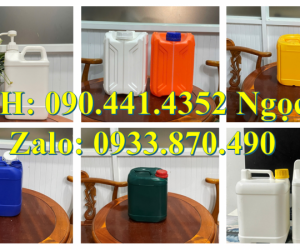 Vỏ can nhựa 1 lít vuông, can nhựa 2 lít tròn, bình nhựa 5 lít vuông đựng hóa chất 