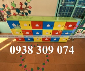 Tủ nhựa đựng balo mầm non, tủ đựng cặp của trẻ bằng nhựa cao cấp lắp ráp