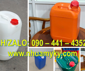 Thùng nhựa 30 lít màu xanh lá, can nhựa 25 lít màu đỏ, can nhựa vuông 20 lít màu xanh dương 